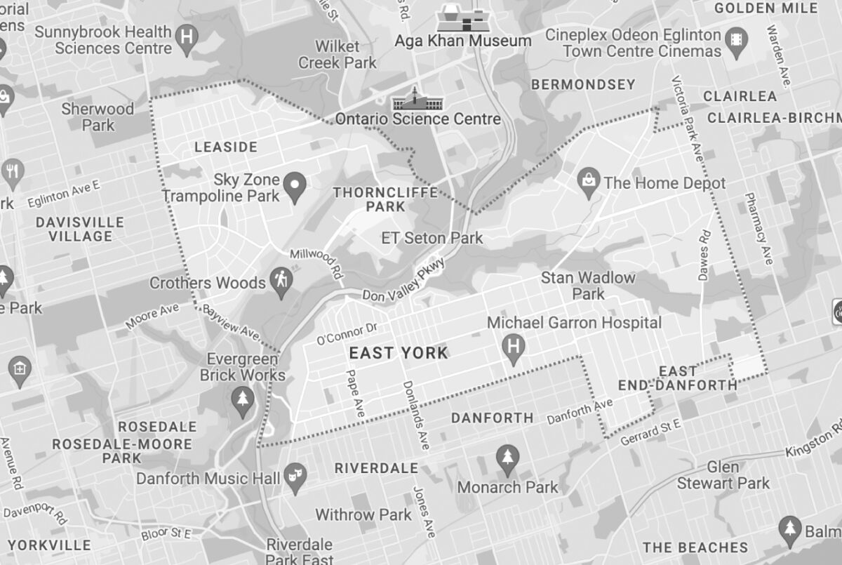 Map of East York Toronto