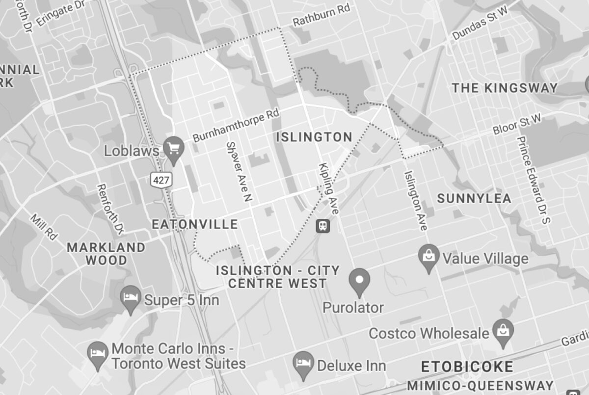 Map of Islington Village Toronto
