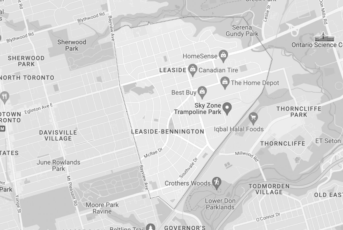 Map of Leaside Toronto