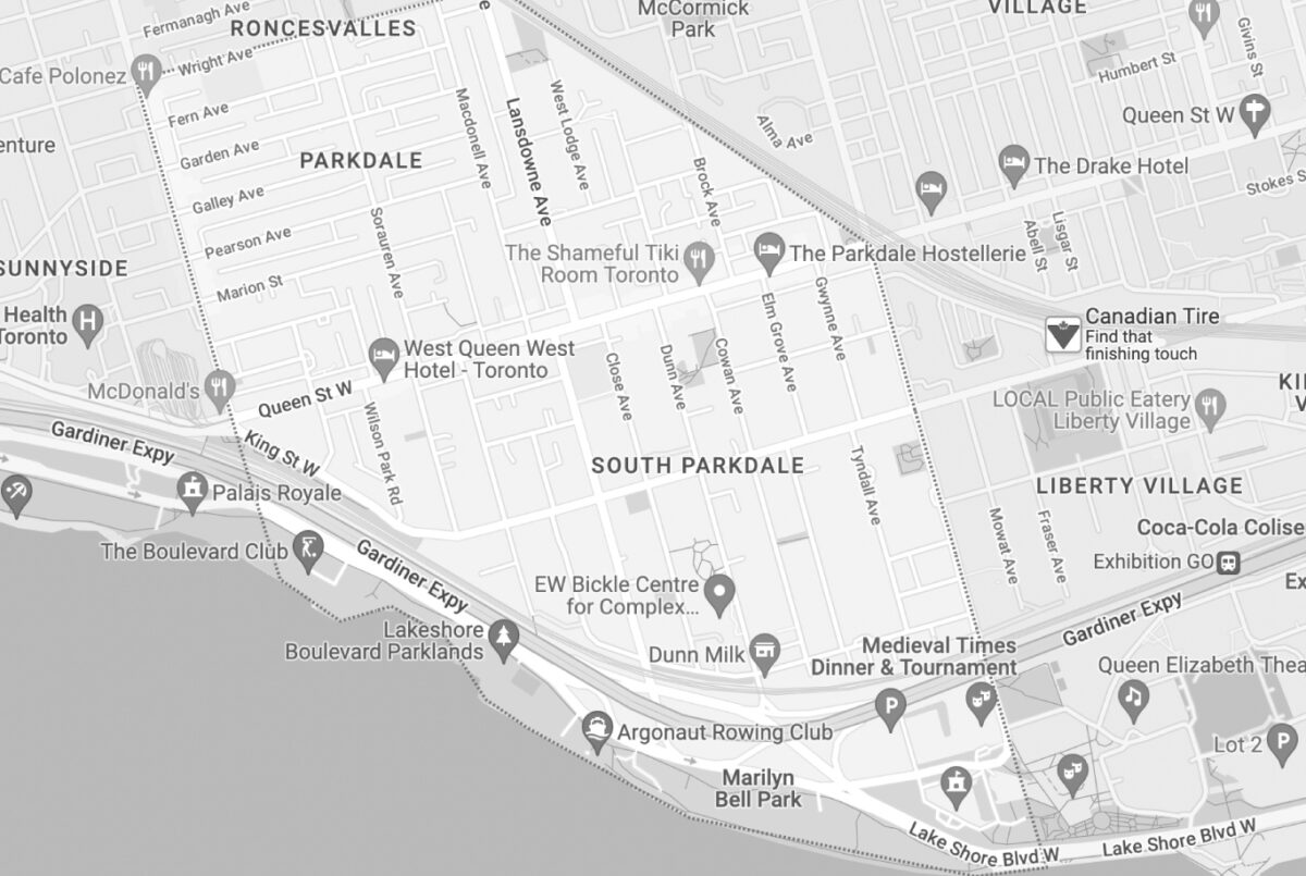 Map of Parkdale Toronto