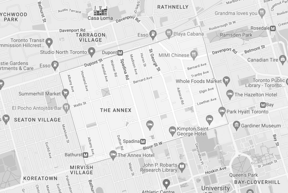 Map of the Annex Toronto