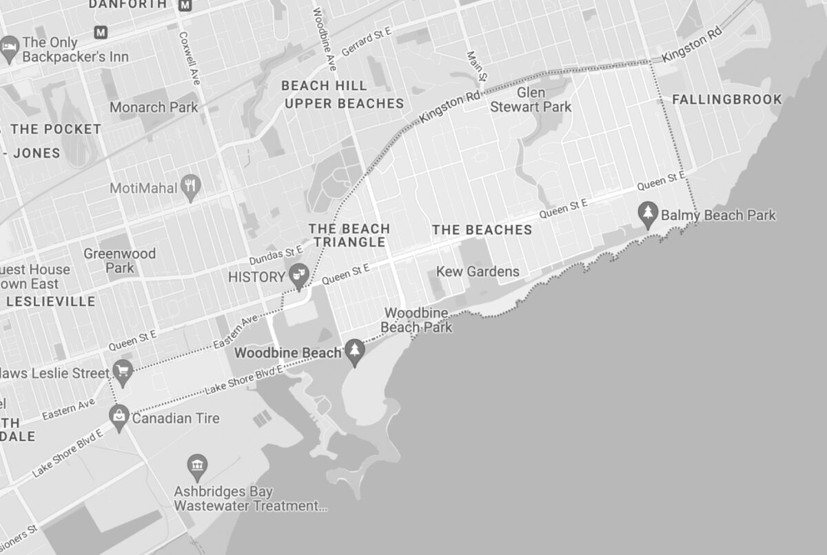 Map of the Beaches Toronto